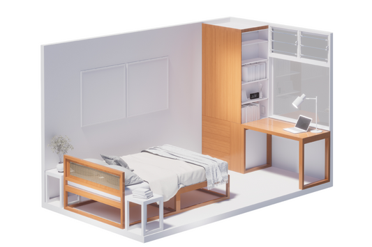 Bedroom Upgrade (desk, katre double bed, shelf)